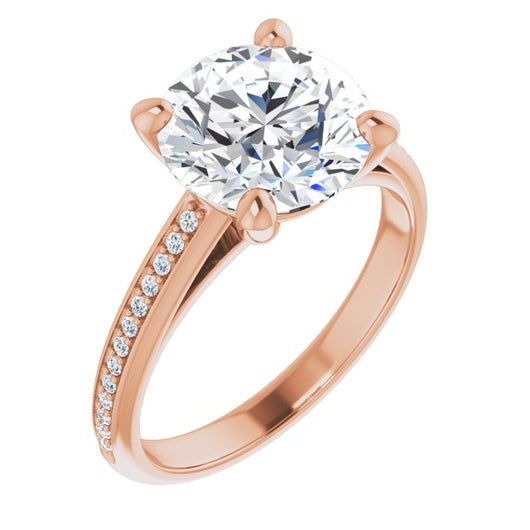 10K Rose Gold Customizable Cathedral-set Round Cut Style with Shared Prong Band