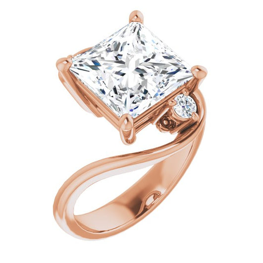 10K Rose Gold Customizable 3-stone Princess/Square Cut Setting featuring Artisan Bypass