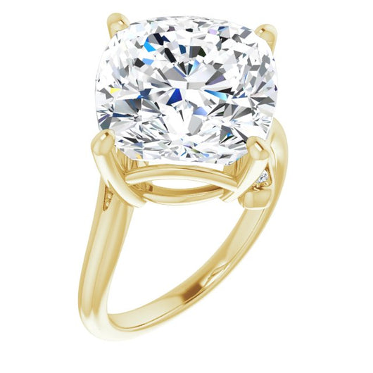 10K Yellow Gold Customizable 11-stone Cushion Cut Design with Bypass Channel Accents