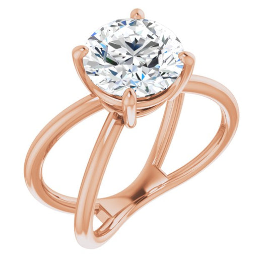 10K Rose Gold Customizable Round Cut Solitaire with Semi-Atomic Symbol Band