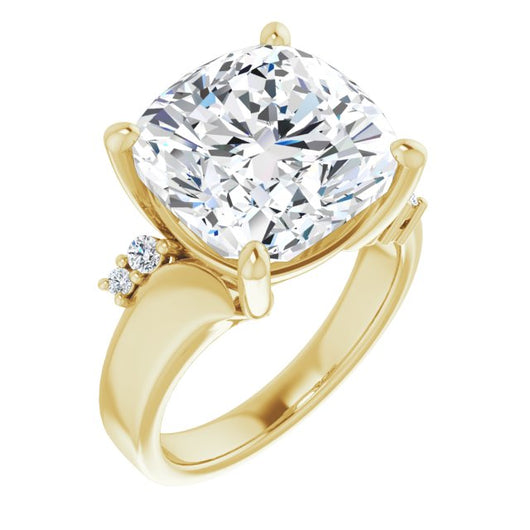 10K Yellow Gold Customizable 5-stone Cushion Cut Style featuring Artisan Bypass