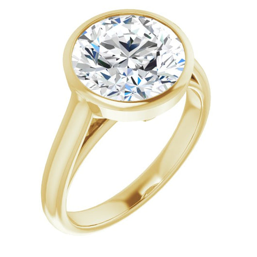 10K Yellow Gold Customizable Cathedral-Bezel Round Cut 7-stone "Semi-Solitaire" Design