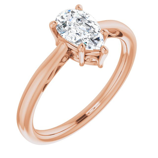 10K Rose Gold Customizable Pear Cut Solitaire with 'Incomplete' Decorations