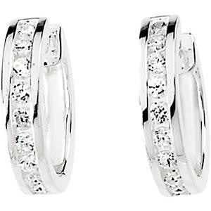 Cubic Zirconia Earrings- 0.50 Carat Round Channel Set Hinged Hoop Earring Set