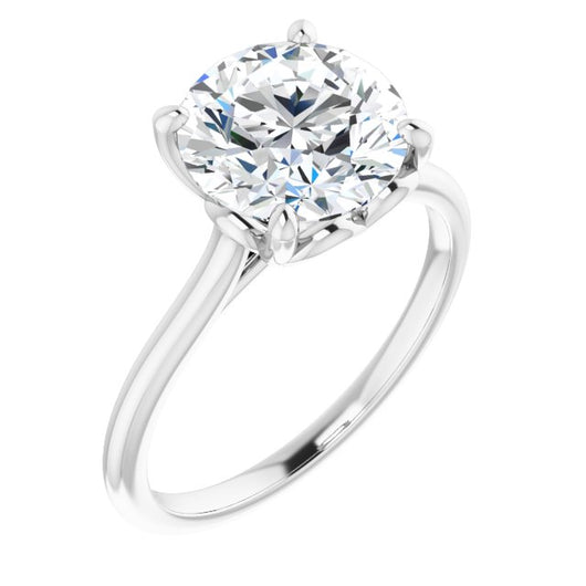 Platinum Customizable Cathedral-style Round Cut Solitaire with Decorative Heart Prong Basket