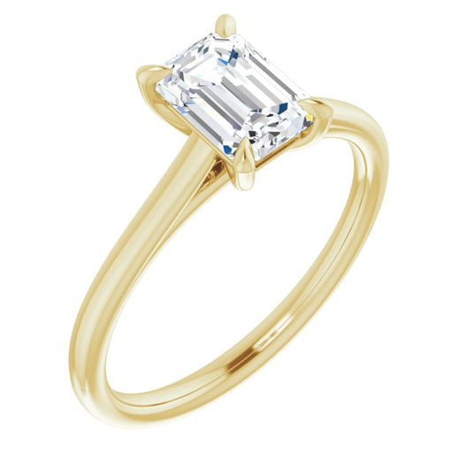 10K Yellow Gold Customizable Classic Cathedral Emerald/Radiant Cut Solitaire