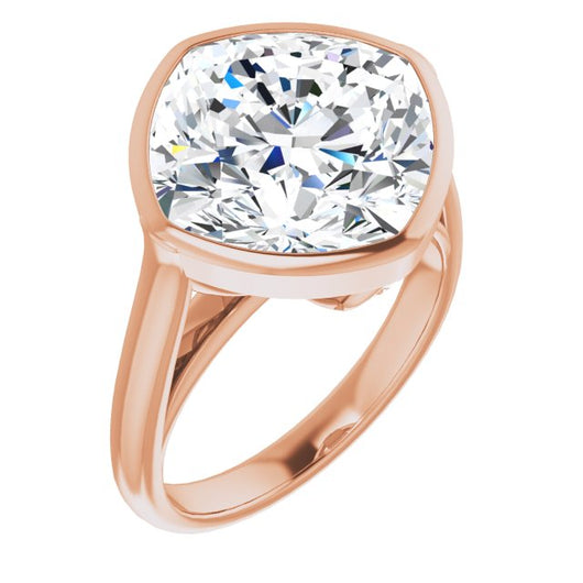 10K Rose Gold Customizable Cathedral-Bezel Cushion Cut 7-stone "Semi-Solitaire" Design