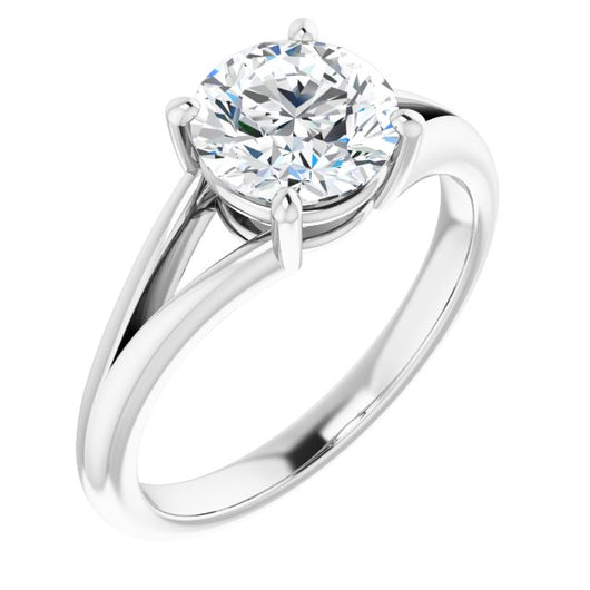 10K White Gold Customizable Round Cut Solitaire with Tapered Split Band