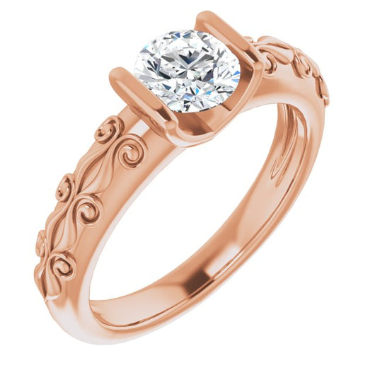 10K Rose Gold Customizable Bar-set Round Cut Setting featuring Organic Band