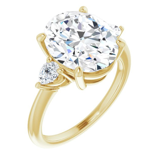 10K Yellow Gold Customizable 3-stone Oval Style with Pear Accents