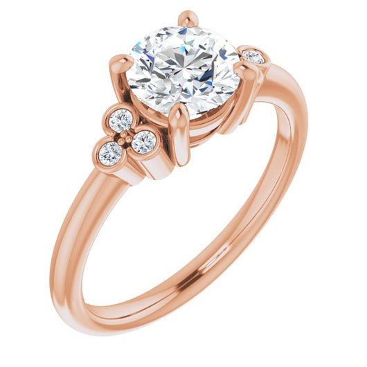 10K Rose Gold Customizable 7-stone Round Cut Center with Round-Bezel Side Stones