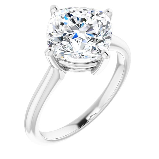 10K White Gold Customizable Cushion Cut Solitaire with Raised Prong Basket