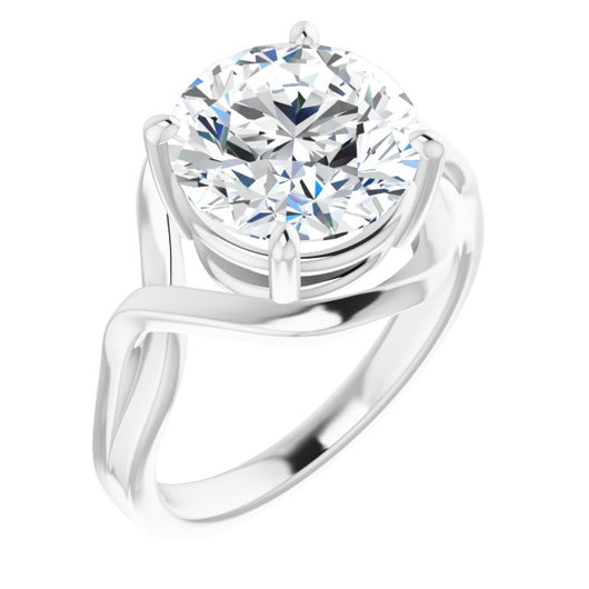 10K White Gold Customizable Round Cut Hurricane-inspired Bypass Solitaire