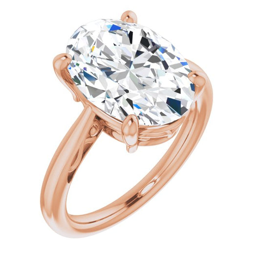 10K Rose Gold Customizable Oval Cut Solitaire with 'Incomplete' Decorations