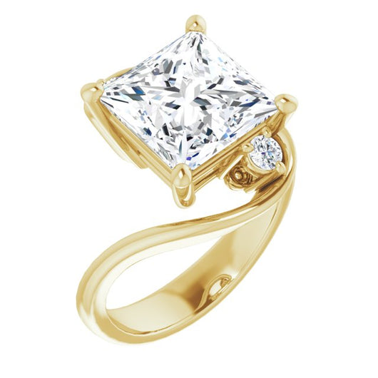 10K Yellow Gold Customizable 3-stone Princess/Square Cut Setting featuring Artisan Bypass