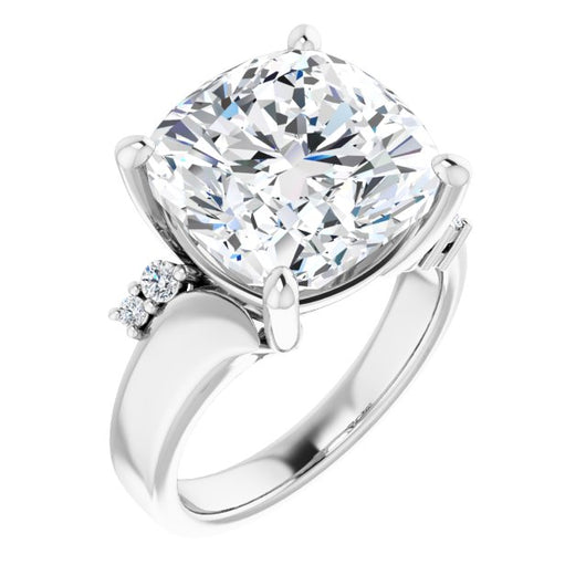 10K White Gold Customizable 5-stone Cushion Cut Style featuring Artisan Bypass