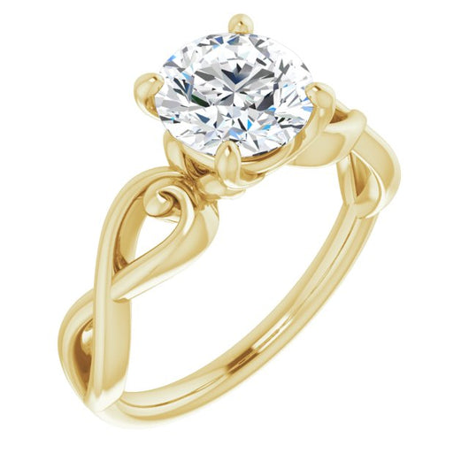 10K Yellow Gold Customizable Round Cut Solitaire Design with Tapered Infinity-symbol Split-band