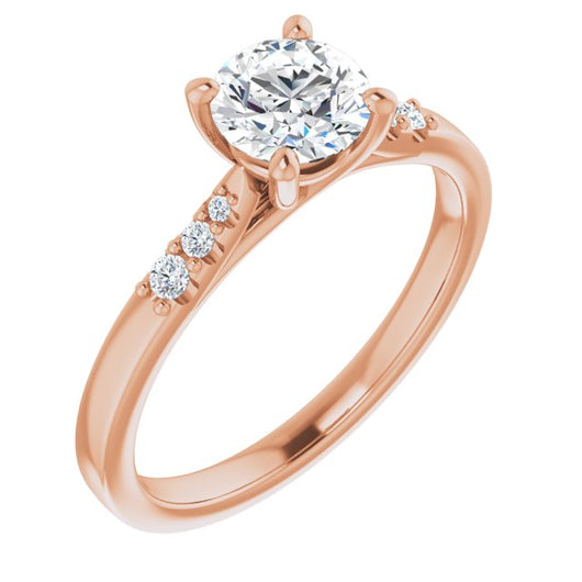 10K Rose Gold Customizable 7-stone Round Cut Cathedral Style with Triple Graduated Round Cut Side Stones