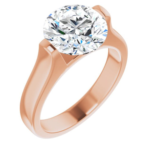 10K Rose Gold Customizable Bar-set Round Cut Solitaire