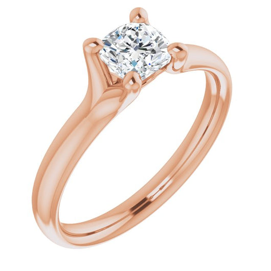 10K Rose Gold Customizable Cushion Cut Fabulous Solitaire