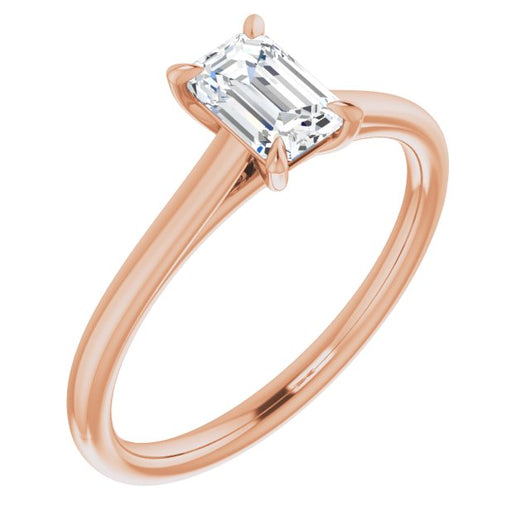 10K Rose Gold Customizable Classic Cathedral Emerald/Radiant Cut Solitaire