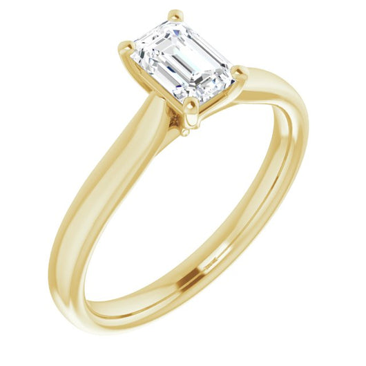 10K Yellow Gold Customizable Cathedral-Prong Emerald/Radiant Cut Solitaire