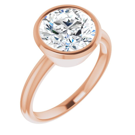 10K Rose Gold Customizable Bezel-set Round Cut Solitaire with Thin Band