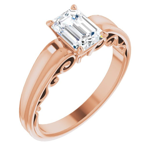 10K Rose Gold Customizable Emerald/Radiant Cut Solitaire