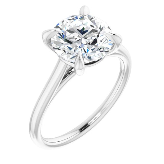 10K White Gold Customizable Classic Cathedral Round Cut Solitaire