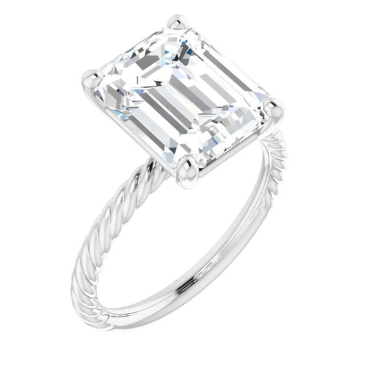 10K White Gold Customizable [[Cut] Cut Solitaire featuring Braided Rope Band