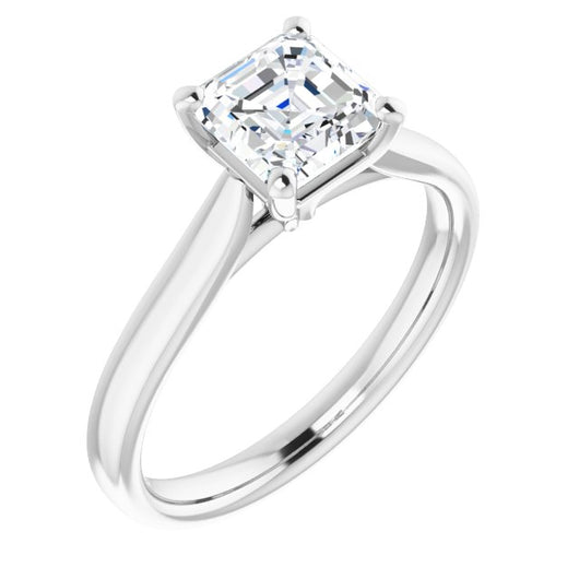 10K White Gold Customizable Cathedral-Prong Asscher Cut Solitaire