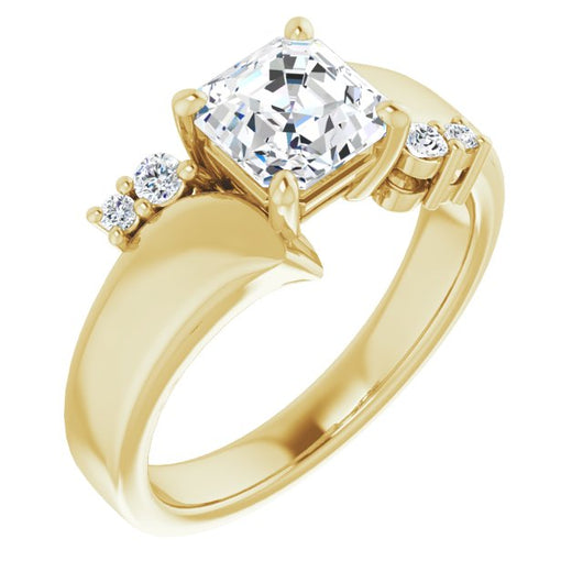 10K Yellow Gold Customizable 5-stone Asscher Cut Style featuring Artisan Bypass