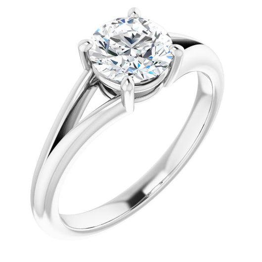 10K White Gold Customizable Round Cut Solitaire with Tapered Split Band