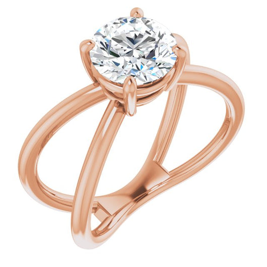 10K Rose Gold Customizable Round Cut Solitaire with Semi-Atomic Symbol Band