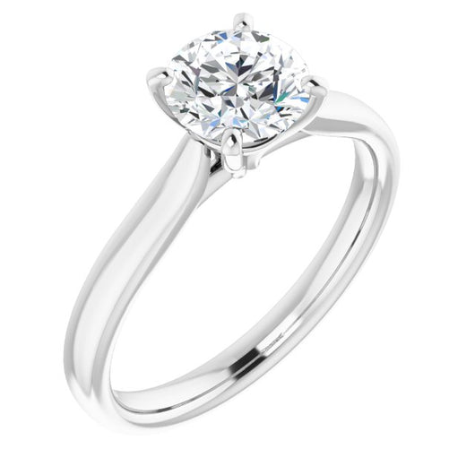 10K White Gold Customizable Cathedral-Prong Round Cut Solitaire