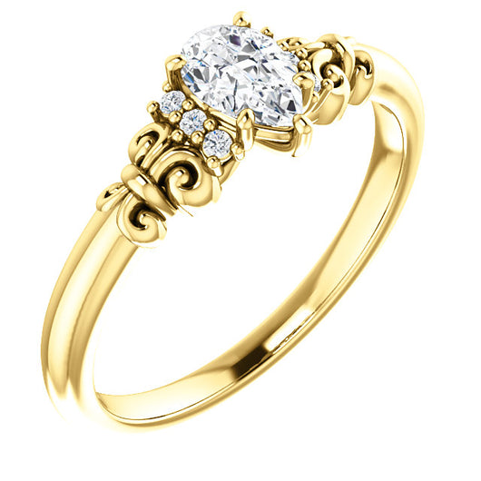 10K Yellow Gold Customizable 7-stone Pear Cut Design with Vertical Round-Channel Accents