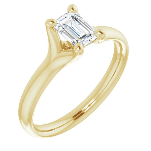 10K Yellow Gold Customizable Emerald/Radiant Cut Fabulous Solitaire