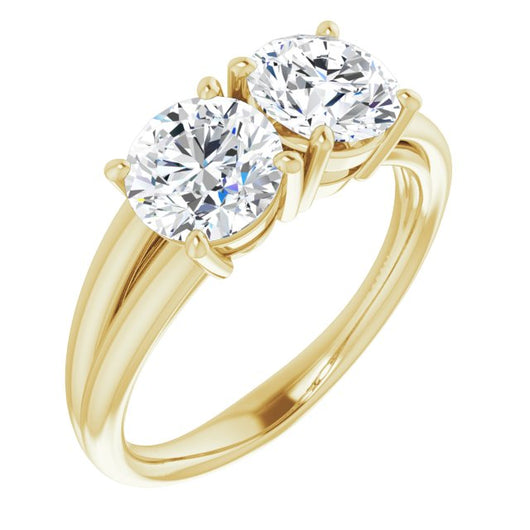 10K Yellow Gold Customizable Two-Stone Round Cut with Split Band