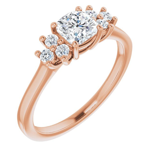 10K Rose Gold Customizable Cushion Cut 7-stone Prong-Set Design