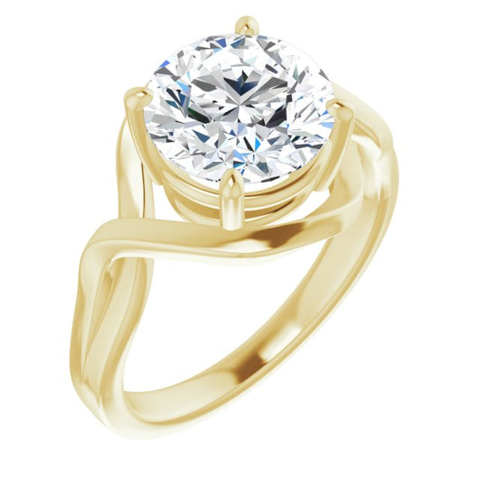 14K Yellow Gold Customizable Round Cut Hurricane-inspired Bypass Solitaire