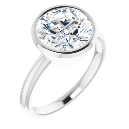 10K White Gold Customizable Bezel-set Round Cut Solitaire with Thin Band