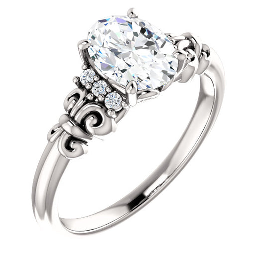 10K White Gold Customizable 7-stone Oval Cut Design with Vertical Round-Channel Accents