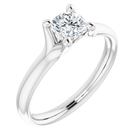 10K White Gold Customizable Cushion Cut Fabulous Solitaire