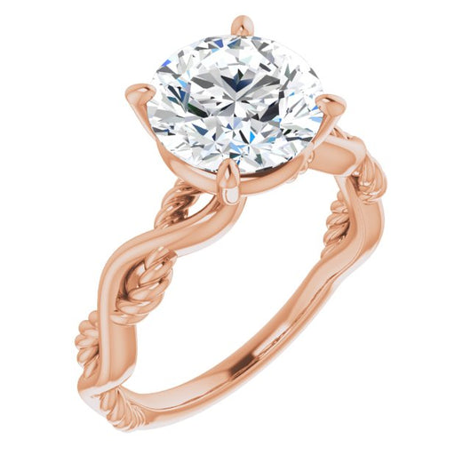 10K Rose Gold Customizable Round Cut Solitaire with Twisting Split Band