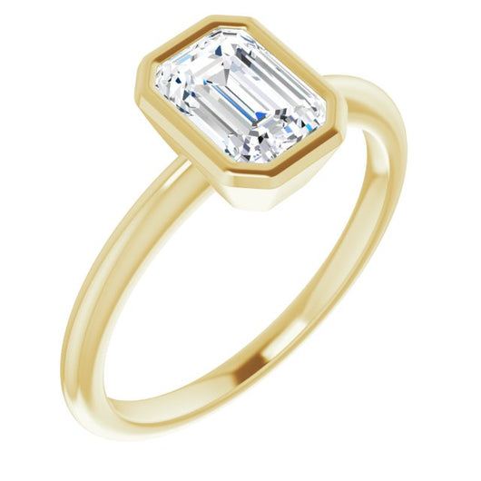 10K Yellow Gold Customizable Bezel-set Emerald/Radiant Cut Solitaire with Thin Band