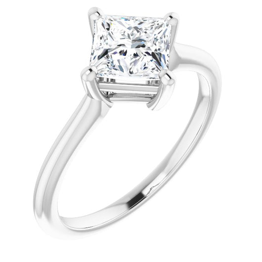 10K White Gold Customizable Princess/Square Cut Solitaire with Raised Prong Basket