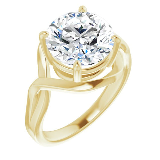 10K Yellow Gold Customizable Round Cut Hurricane-inspired Bypass Solitaire