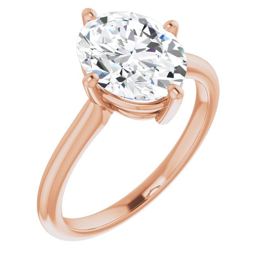 10K Rose Gold Customizable Oval Cut Solitaire with Raised Prong Basket