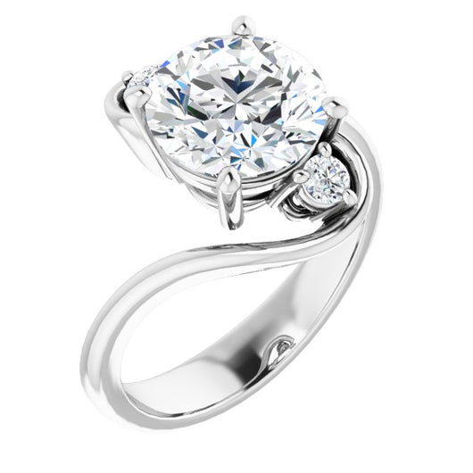 14K White Gold Customizable 3-stone Round Cut Setting featuring Artisan Bypass