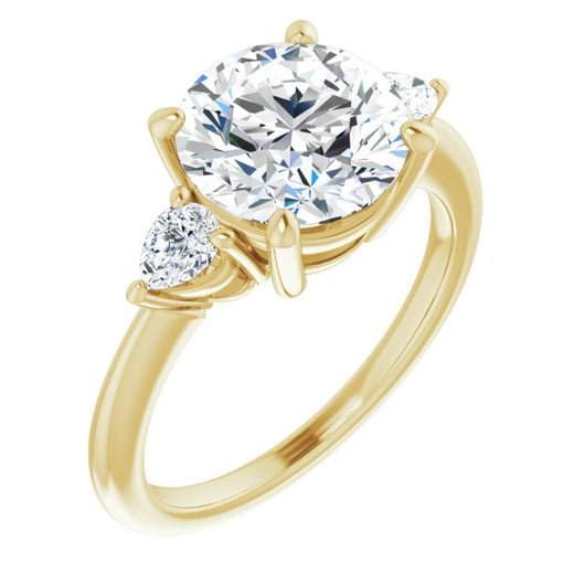 10K Yellow Gold Customizable 3-stone Round Style with Pear Accents